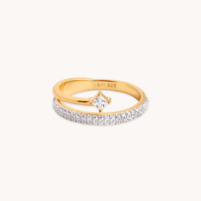 Handcrafted Beauty At Affordable Prices Pavé Crystal Illusion Ring in Gold