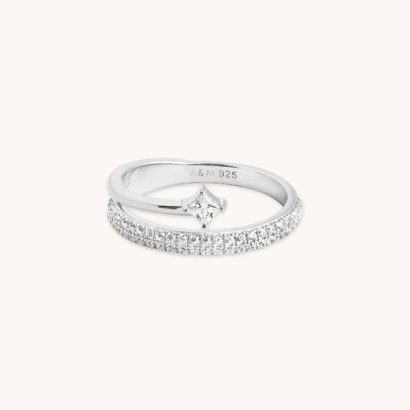 Special Deals On Handcrafted And Designer Jewelry Pavé Crystal Illusion Ring in Silver