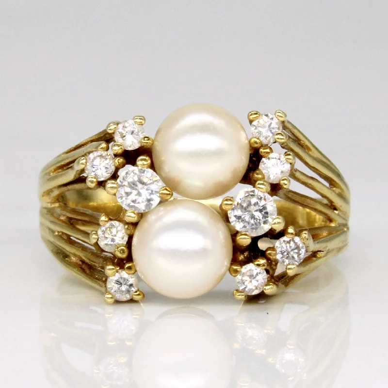 Grab Exquisite Jewelry At The Lowest Prices Pearl & Diamond Cocktail Ring | 0.31ctw | SZ 6.75 |