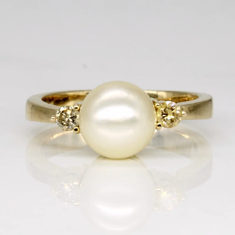 Jewelry Deals That Sparkle – Shop Today Pearl & Light Yellow Diamond Cocktail Ring | 0.12ctw | SZ 6 |