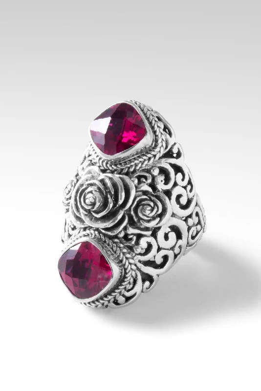 Dainty Floral Jewelry For Feminine Elegance Precious Rose Ring™ in Red Lab Created Ruby