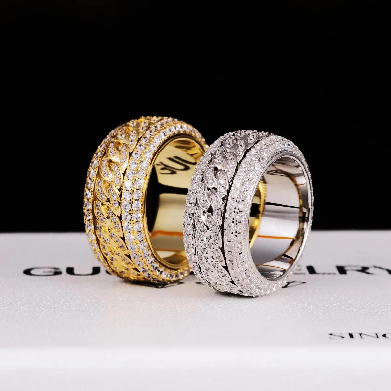 Shop Modern Jewelry Collections With Exclusive Discounts Rotatable 5-Layer Iced Cuban Ring
