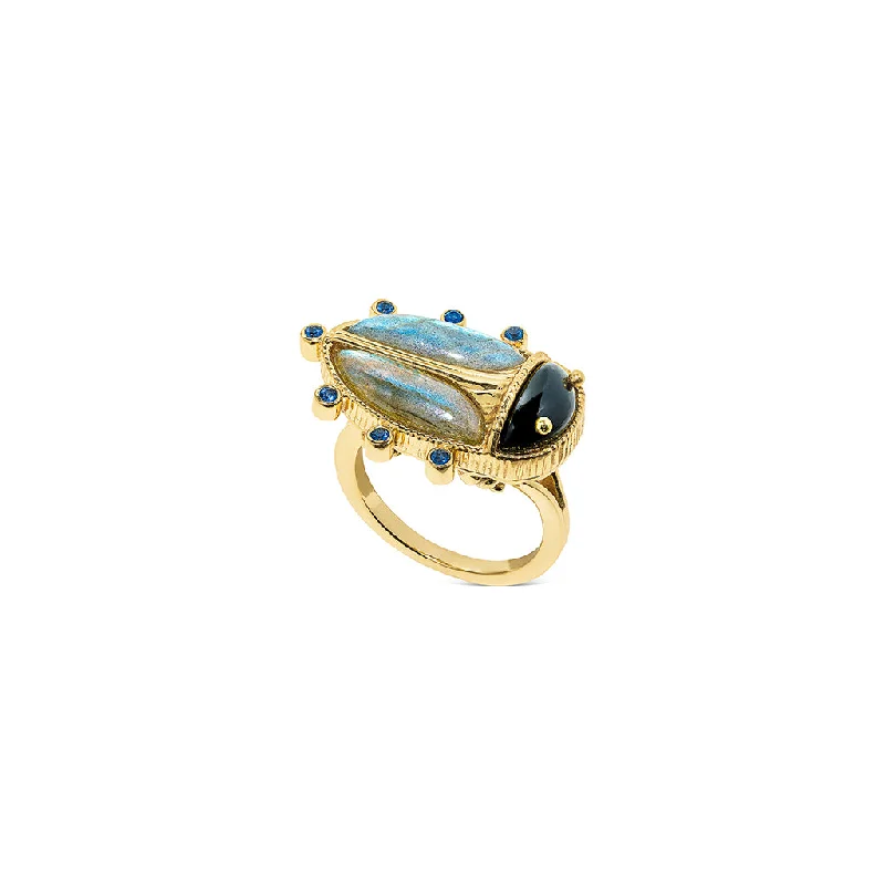 Elegant Jewelry At Unbeatable Offers – Shop Before It's Gone Scarab Ring - Blue Labradorite/Black Agate