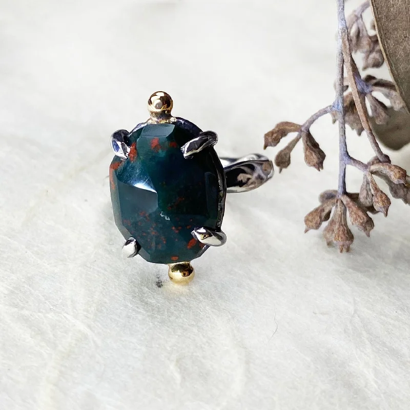 Versatile Layering Jewelry For Effortless Chic Silver and Gold Bloodstone Ring
