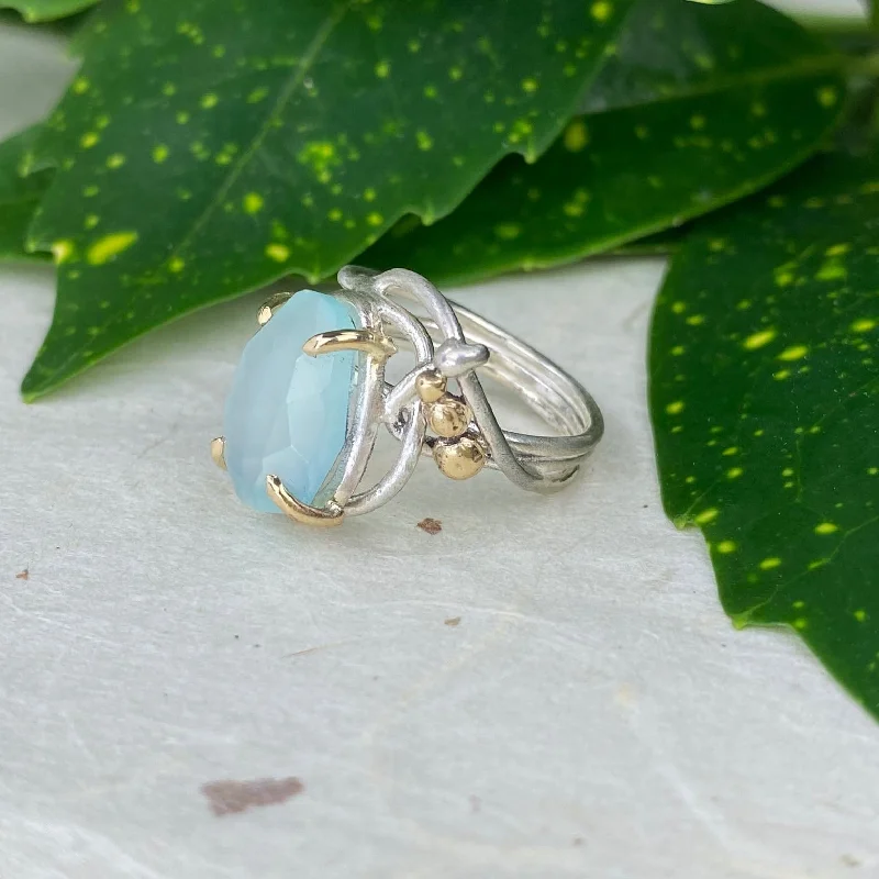 Final Call For Exquisite Jewelry At Reduced Rates Silver and Gold Chrysoprase Wrap Ring