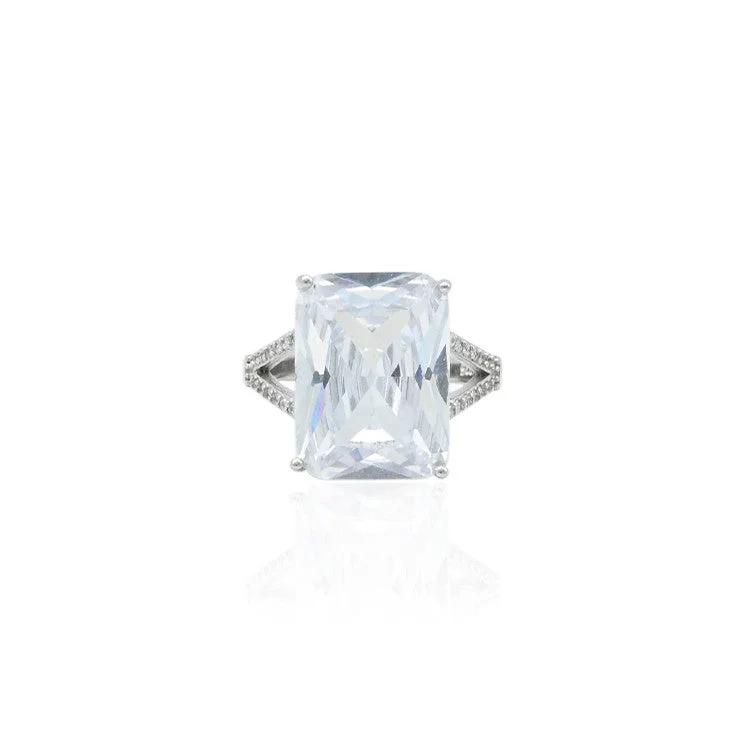 Premium Diamond Jewelry For Unforgettable Moments Silver Expensive Rectangle White Stone Ring