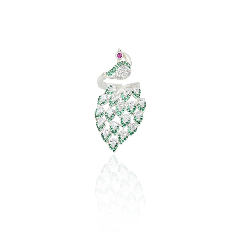 Sparkle More For Less – Jewelry Sale Happening Now Silver Gorgeous Greeny Peacock Ring