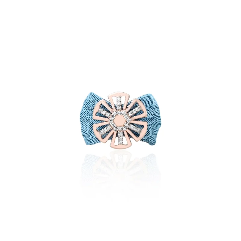 Luxury Jewelry Sale – Elegant Styles At Unbeatable Prices Silver Rose Gold Floral With Fabric Girls Ring