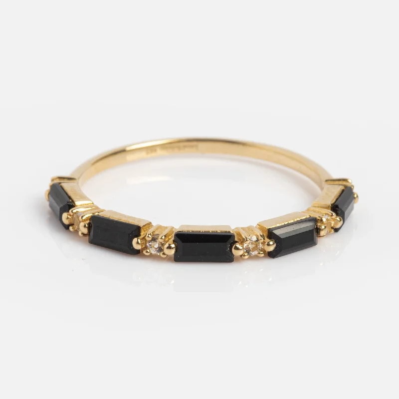 Stunning Jewelry Pieces At The Lowest Prices Ever Solid Gold Black Agate Baguette Band