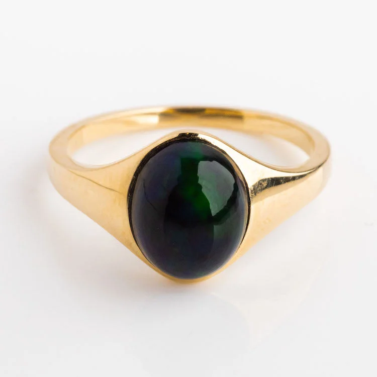 Your Dream Jewelry At Dream Prices – Shop Now Solid Gold Black Opal Aura Signet Ring