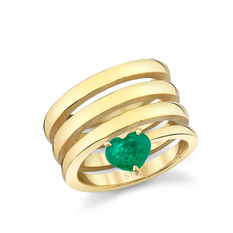 Affordable Glamour – Premium Jewelry At Special Prices SOLID GOLD EMERALD SPIRAL HEART PINKY RING