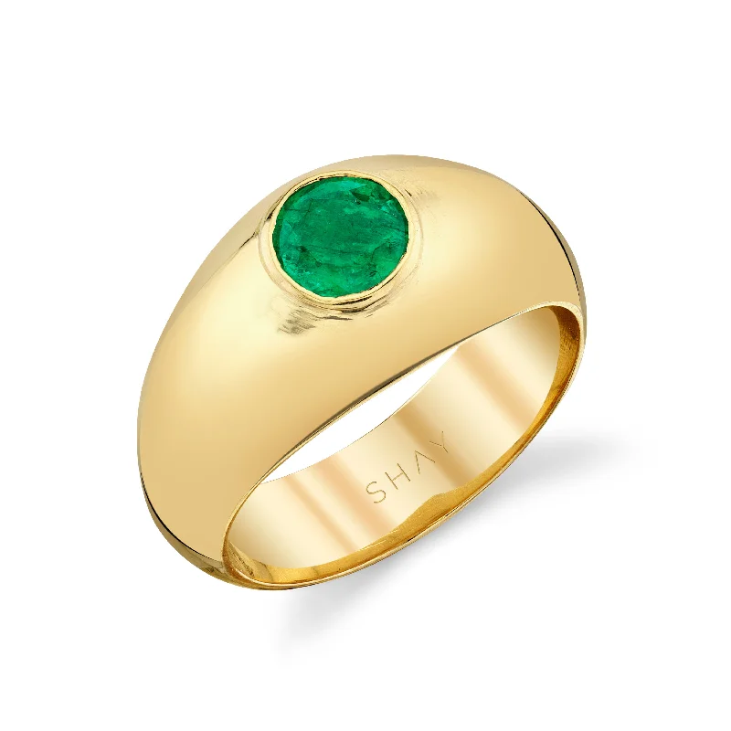 Eco-Friendly Sustainable Jewelry For Conscious Buyers MEN'S SOLID GOLD EMERALD DOME RING