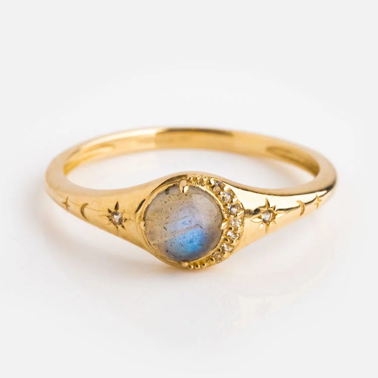 Shop Elegant Jewelry At Unbeatable Prices Solid Gold Lunar Labradorite Signet Ring