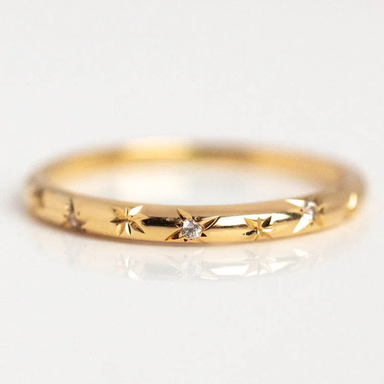 Don't Miss Out On Bestselling Jewelry At Special Prices Solid Gold Starry White Sapphire Band