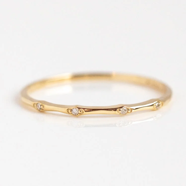 Delicate Crystal Jewelry For Sophisticated Charm Solid Gold Textured Diamond Band
