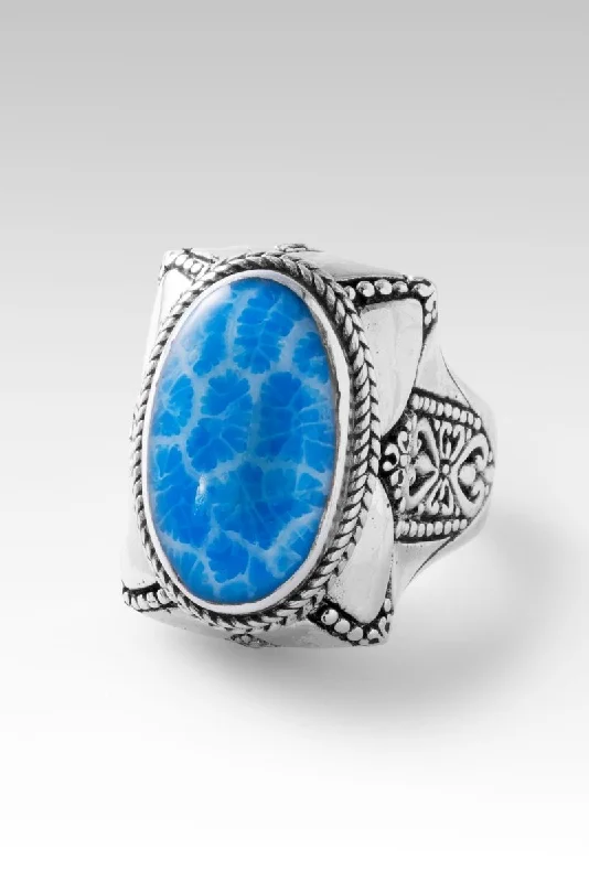 Delicate Crystal Jewelry For Sophisticated Charm Practice Compassion Ring™ in Powder Blue Indonesian Coral