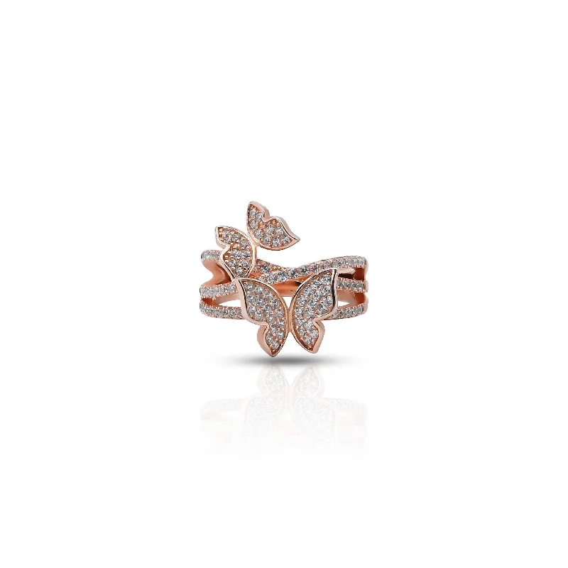 High-End Sparkle, Low-End Prices – Jewelry Sale Live Sterling Silver Premium Dual Butterfly Ring for Girls