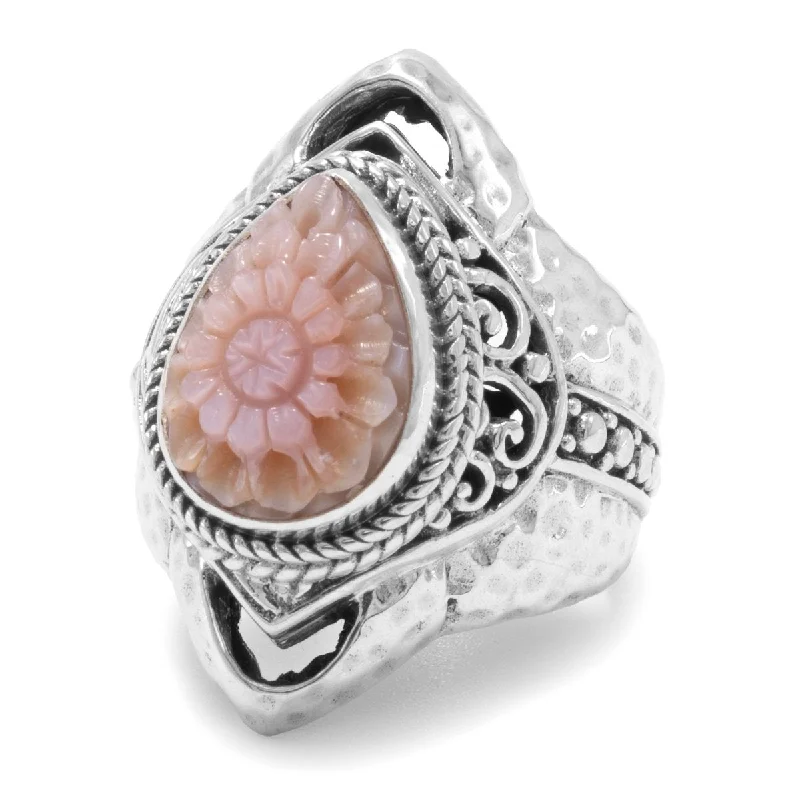 Bohemian-Inspired Jewelry For Free-Spirited Fashion Blooms of Blessings Ring™ in Pink Mother of Pearl