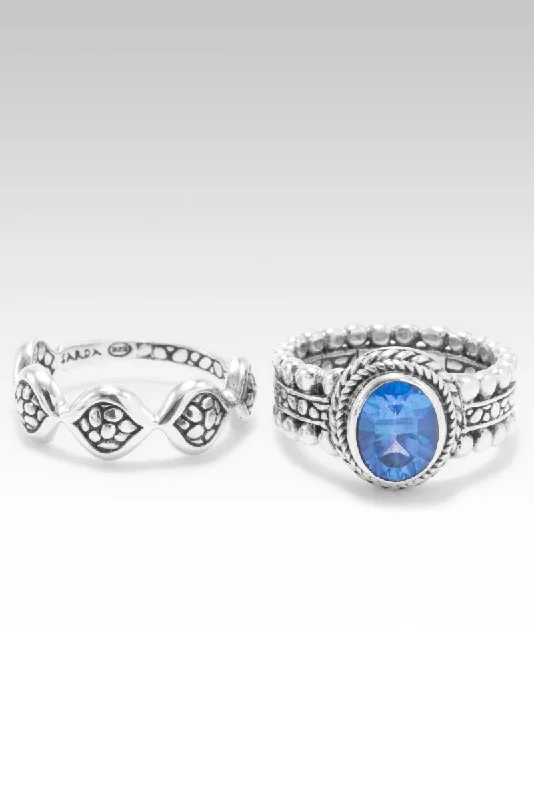 Timeless Elegance Now At Special Discounts Be Humble Ring Set of 2™ in Royal Bali Blue™ Mystic Topaz