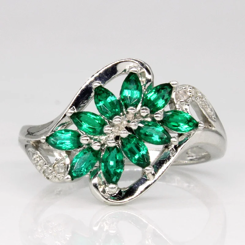 Best Jewelry Sale – Shop Exclusive Designs Now Synthetic Emerald & Diamond Cocktail Ring | 0.30ctw, 0.02ctw | SZ 7.25 |
