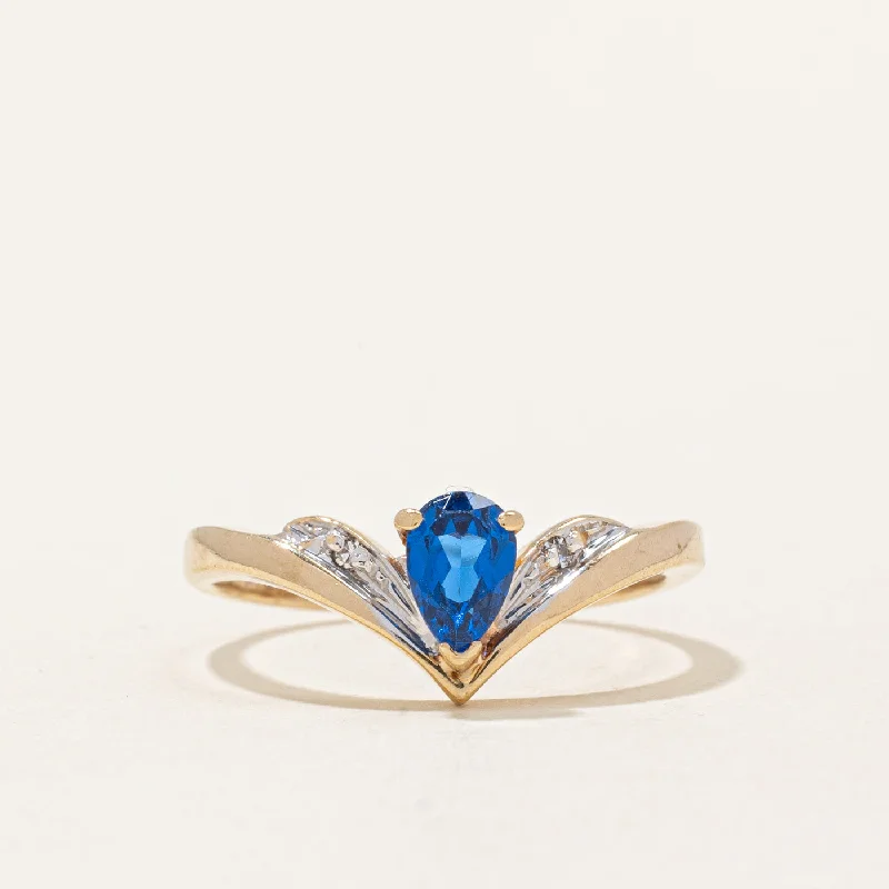 Exclusive Gemstone Jewelry At Special Prices Synthetic Spinel & Natural Diamond Chevron Ring | 0.50ct, 0.01ctw | SZ 5.75 |