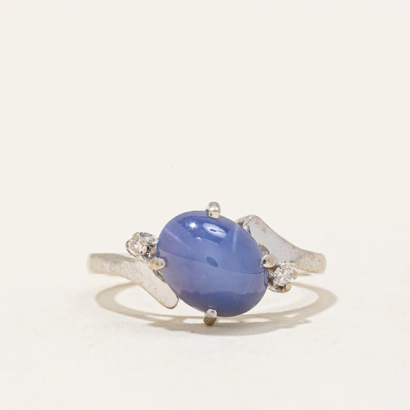 Trendy Minimalist Jewelry For Everyday Wear Synthetic Star Sapphire & Natural Diamond Ring | 2.72ct, 0.03ctw | SZ 5 |