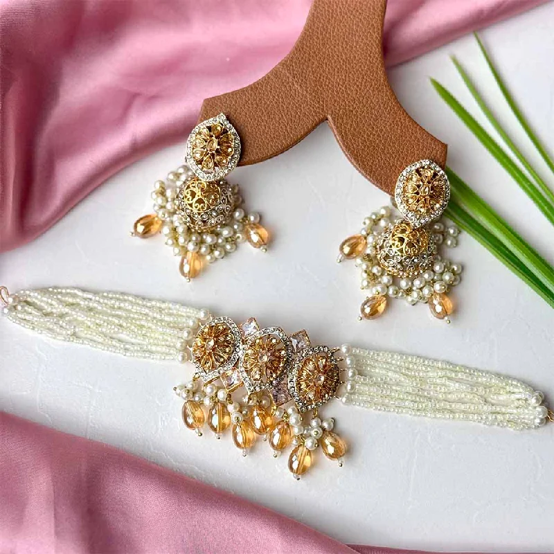 Fashion-Forward Geometric Jewelry For Contemporary Style Tehreem Set (Champagne)