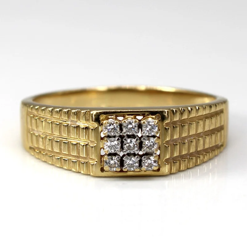 Limited-Stock Jewelry Clearance – Grab Your Favorites Now Textured Cluster Diamond Gold Ring | 0.18ctw | SZ 10.75 |