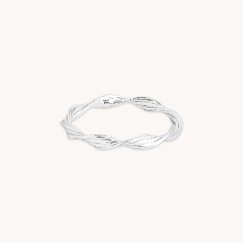 Versatile Layering Jewelry For Effortless Chic Twist Band Ring in Silver