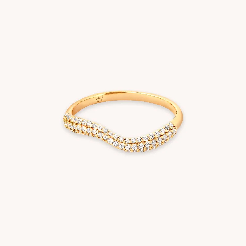 Premium Diamond Jewelry At Once-In-A-Lifetime Discounts Wave Crystal Ring in Gold