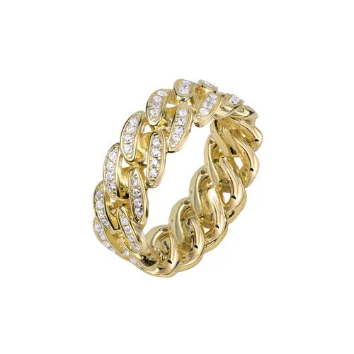 High-End Jewelry, Now More Affordable Than Ever Iced out Cuban Link Ring  - Gold