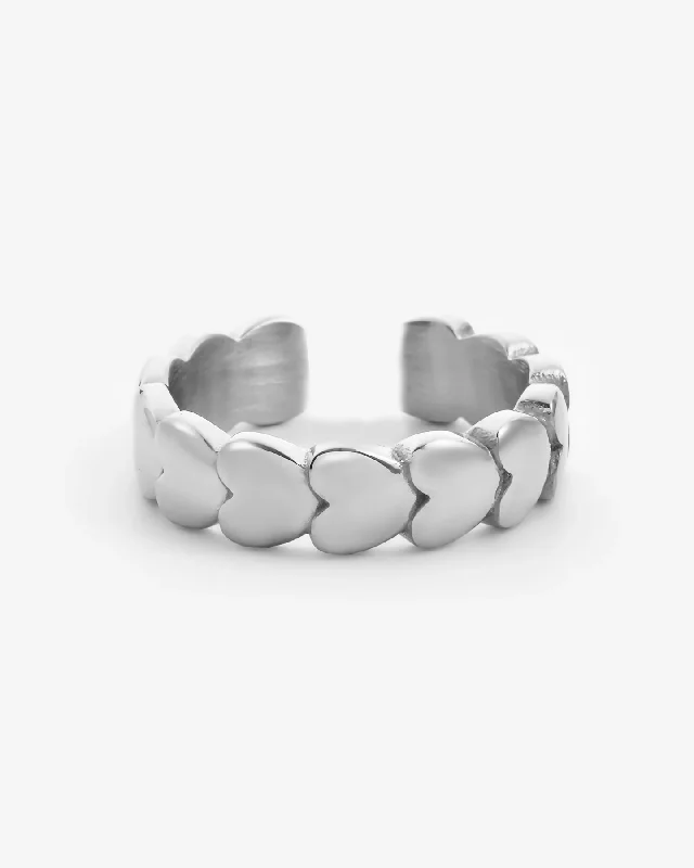 Dazzle In Elegance With Our Biggest Jewelry Sale Infinity Adjustable Heart Ring - White Gold