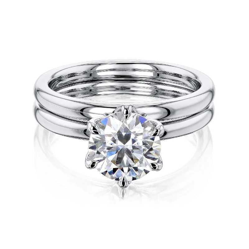 The Perfect Jewelry Piece At The Perfect Discount 1.5ct Round Floating Tulip Comfort Fit Set