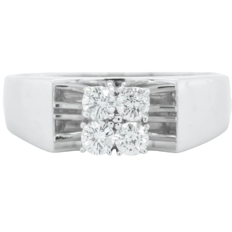 Unmissable Jewelry Sale – Shop Before It's Too Late 18k White Gold Diamond 4 Stone Band 0.35ctw G SI1-SI2 Ring Size 7.25 4.5g