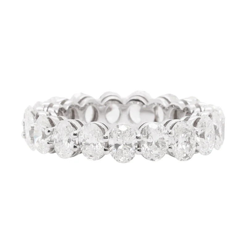 Affordable Elegance – Special Jewelry Sale Now Live 18k White Gold Oval Diamond 5.00mm Eternity Band 4.92ctw G-H VS2 Size 6.25