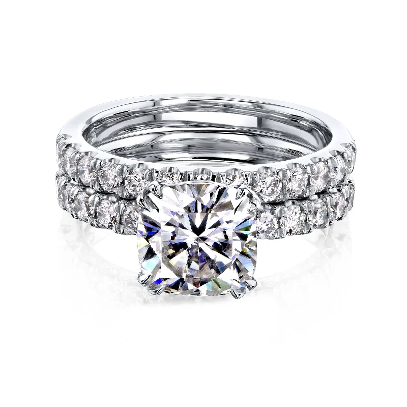 Trending Jewelry Styles Now At Limited-Time Discounts 2ct Cushion Moissanite Comfort Fit French Pave Bridal