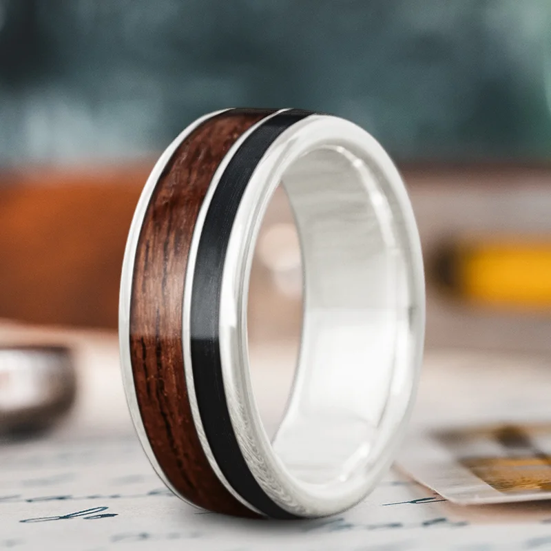 Last Chance To Grab Your Favorite Jewelry At A Discount Custom Design - 2-Inlay Offset Ring qx2oSKZ1vLB4WjIhmtN4UMvS