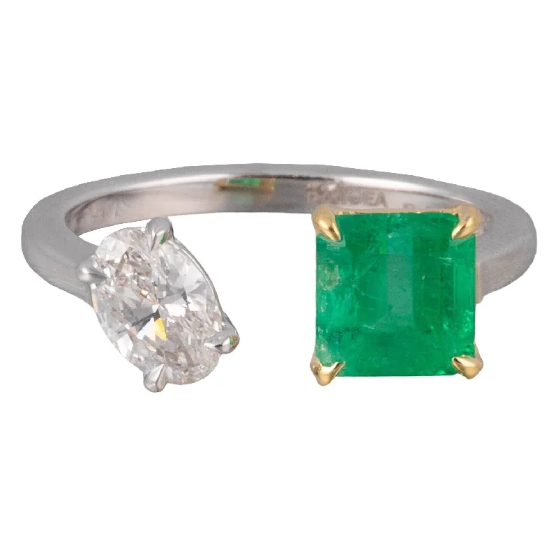 Your Perfect Accessory Now At The Best Price GIA Columbian Emerald & Oval Diamond in Platinum & 18k Gold Ring 2.23tcw