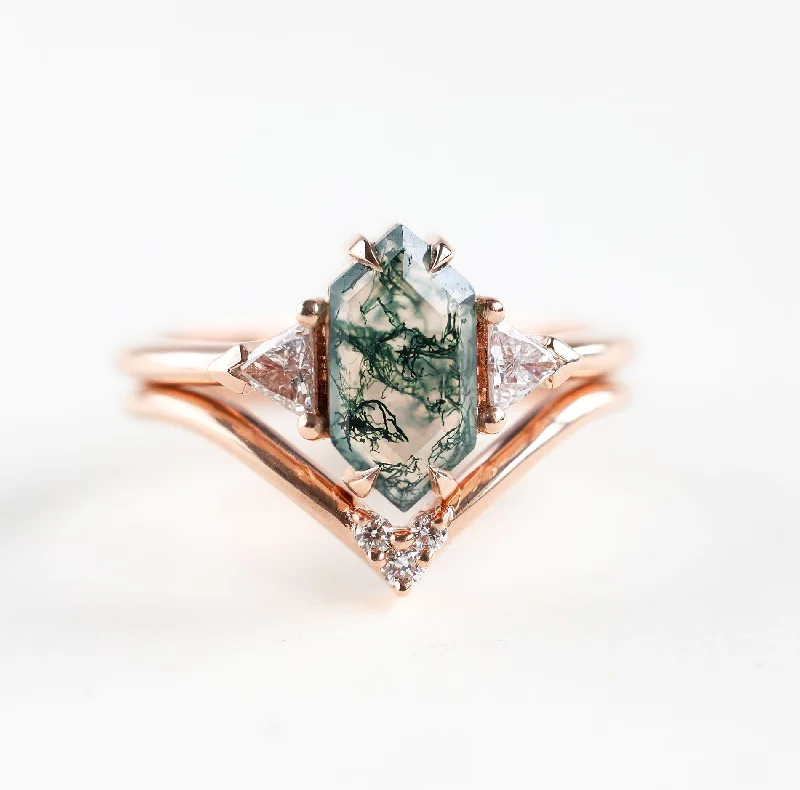 Get The Jewelry You Love At A Price You Love Hexagon moss agate ring set with damonds