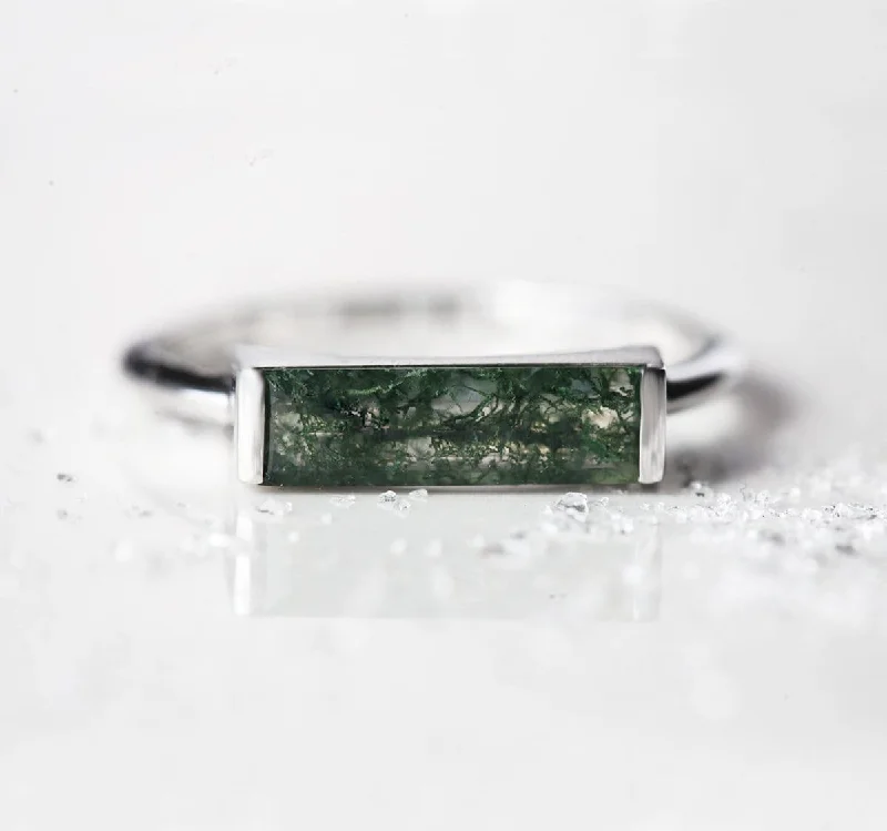 Don't Miss Our Biggest Jewelry Sale Of The Season Amara Baguette Moss Agate Ring