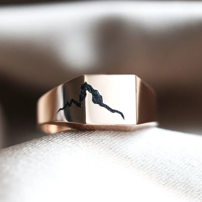 Glamorous Jewelry, Glamorous Deals – Shop Now Orson cracked signet ring with black inlay