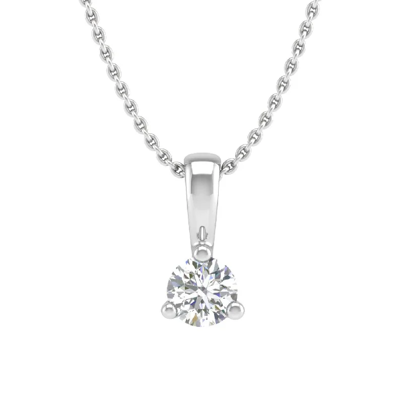 Last Chance To Shop High-End Jewelry At Markdown Prices 0.05 ctw 3-Prong Set Diamond Solitaire Pendant Necklace in Gold (Silver Chain Included) - IGI Certified