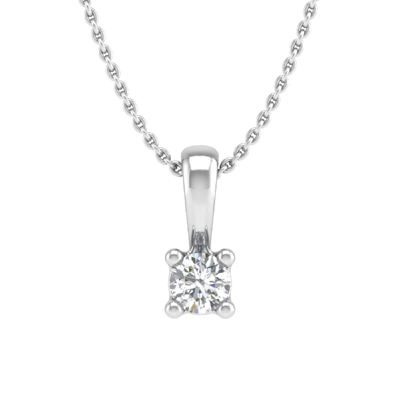Huge Savings On Premium Jewelry Styles 0.05 ctw 4-Prong Set Diamond Solitaire Pendant Necklace in Gold (Silver Chain Included) - IGI Certified