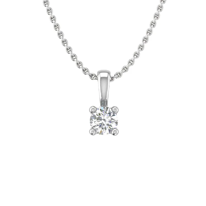 Jewelry Deals That Outshine The Rest 0.07 Carat 4-Prong Set Diamond Solitaire Pendant in Gold (Silver Chain Included) - IGI Certified