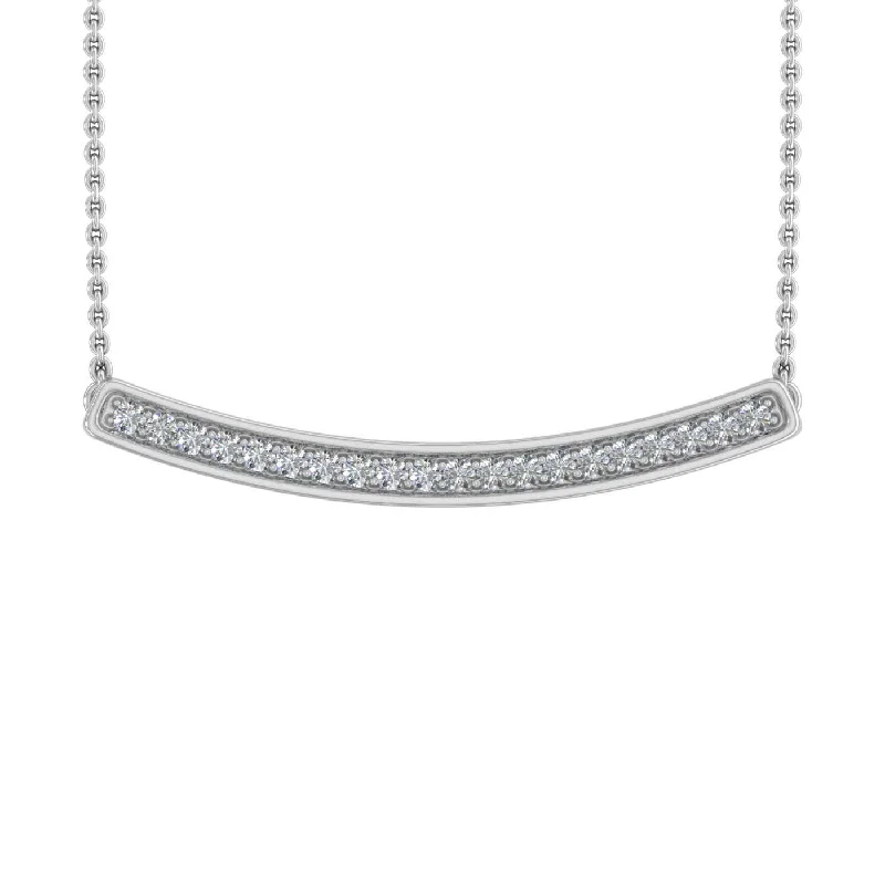 Shine Without Limits – Jewelry Sale Happening Now 0.15 Carat Diamond Curved Bar Pendant Necklace in Gold (Silver Chain Included) - IGI Certified