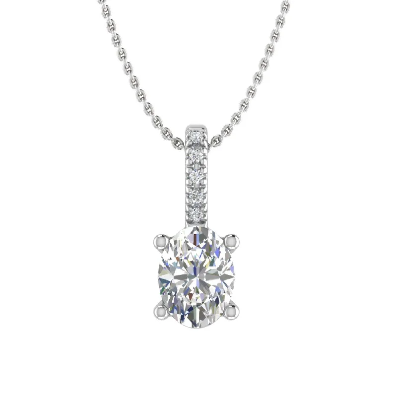 Handcrafted Beauty At Affordable Prices 0.34 Carat Round and Oval Cut Diamond Solitaire Pendant Necklace in Gold (Included Silver Chain)