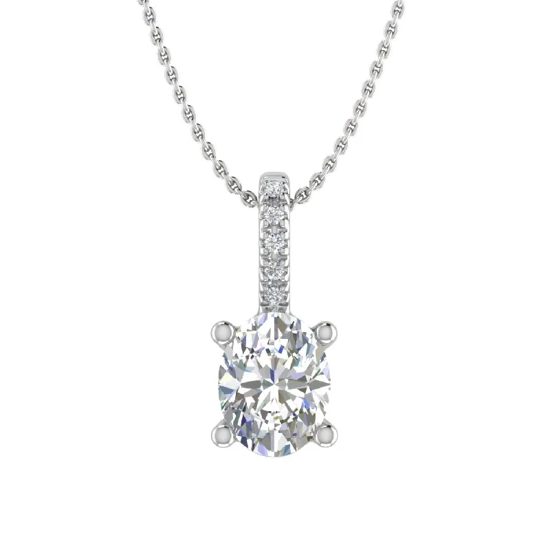 Last Chance To Grab Your Favorite Jewelry At A Discount 0.34 Carat Round and Oval Cut Diamond Solitaire Pendant Necklace in Gold (Included Silver Chain)