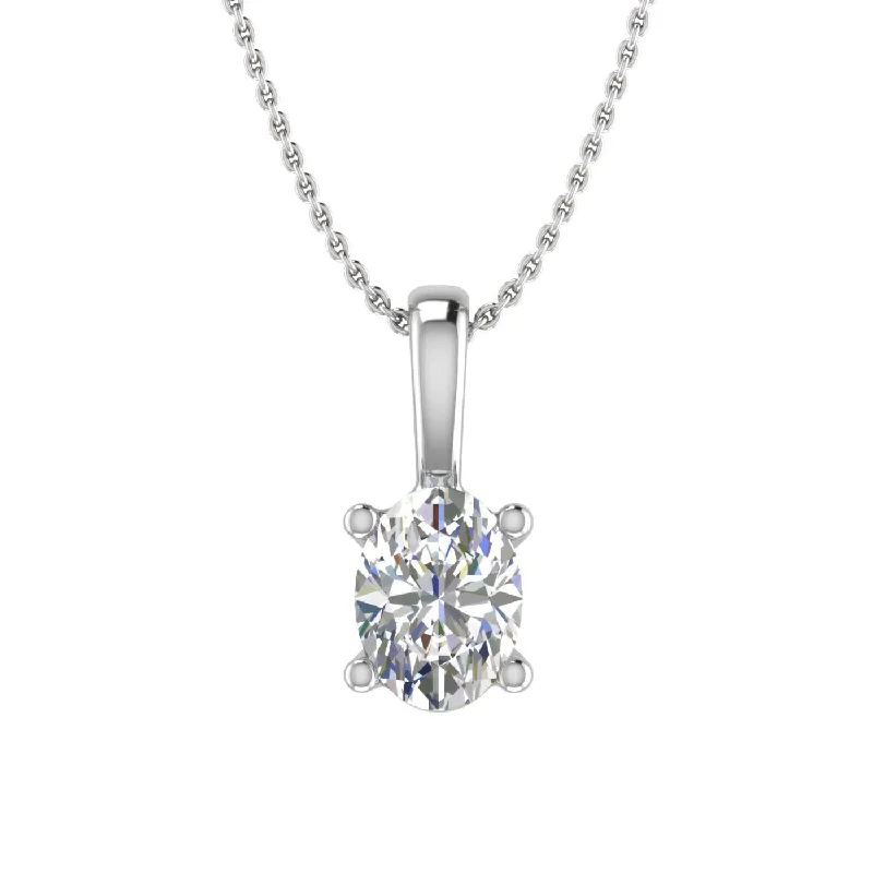 Make Every Moment Shine – Jewelry Discounts Available 0.38 Carat Oval Cut Diamond Solitaire Pendant Necklace in Gold (Included Silver Chain)