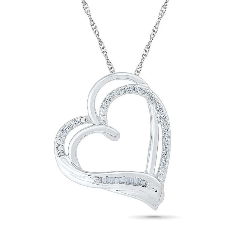 High-End Jewelry, Now More Affordable Than Ever 1/10 CTW Diamond Heart 18-inch Pendant in 10KT White Gold