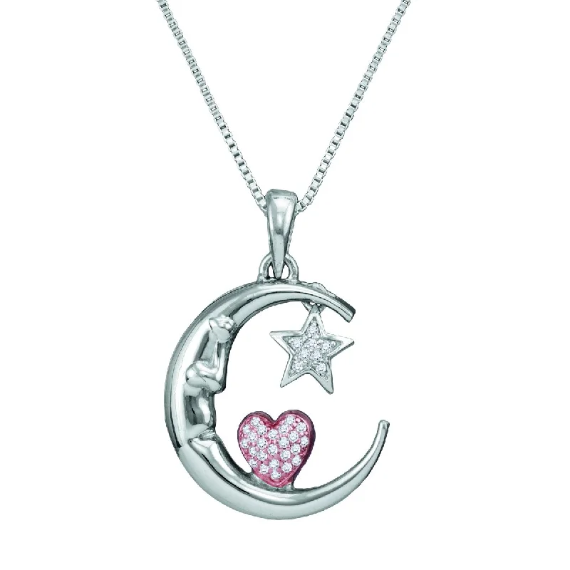 Affordable Glamour – Premium Jewelry At Special Prices 1/10 CTW Diamond I Love You To The Moon And Back 18-inch Pendant in Sterling Silver